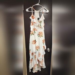 Disney Princess halter neck ruffled slit floral print dress,  size medium